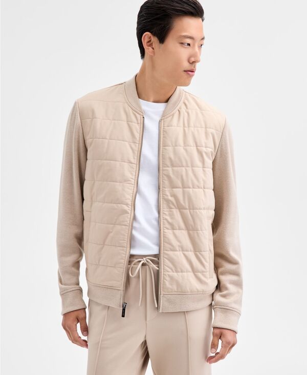 アルファニ メンズ アウター ジャケット・ブルゾン ジャケット Alfani Men's Long Sleeve Mixed Media Jacket Hummus