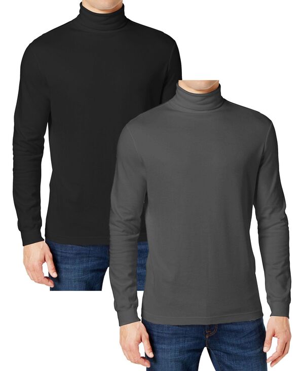 ギャラクシーバイハルビック メンズ トップス Tシャツ タートルネック シャツ Galaxy By Harvic Men's 2-Pack Long Sleeve Turtle Neck T-Shirt Black/Charcoal ブラック