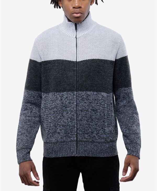 カルチュラ メンズ アウター ニット・セーター モックネック セーター フリース CULTURA Men's Full Zip Mock Neck Sweater With Fleece Lining Heather grey/frosted grey グレー