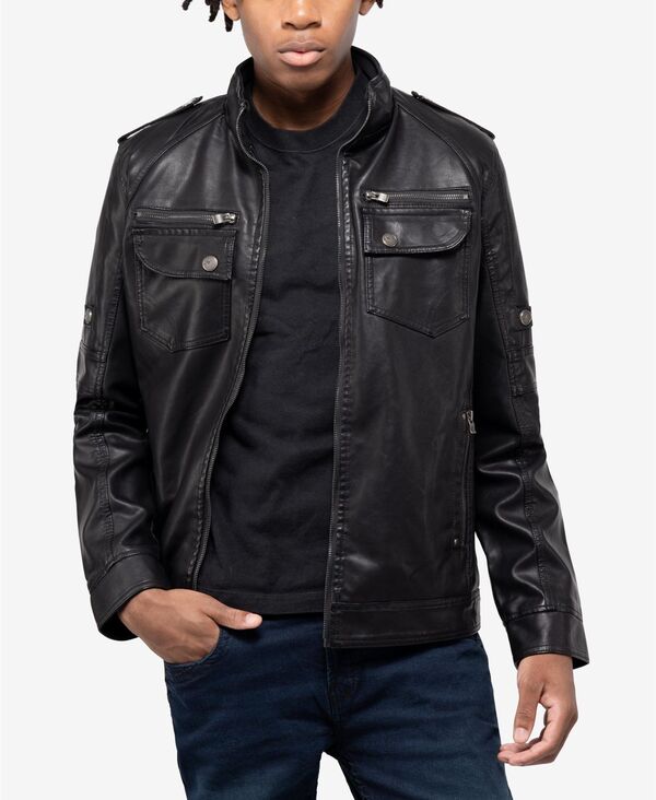 エックスレイ メンズ アウター ジャケット・ブルゾン ジャケット XRAY Men's Utility Jacket With Faux Shearling Lining Black ブラック｜ReVida 店