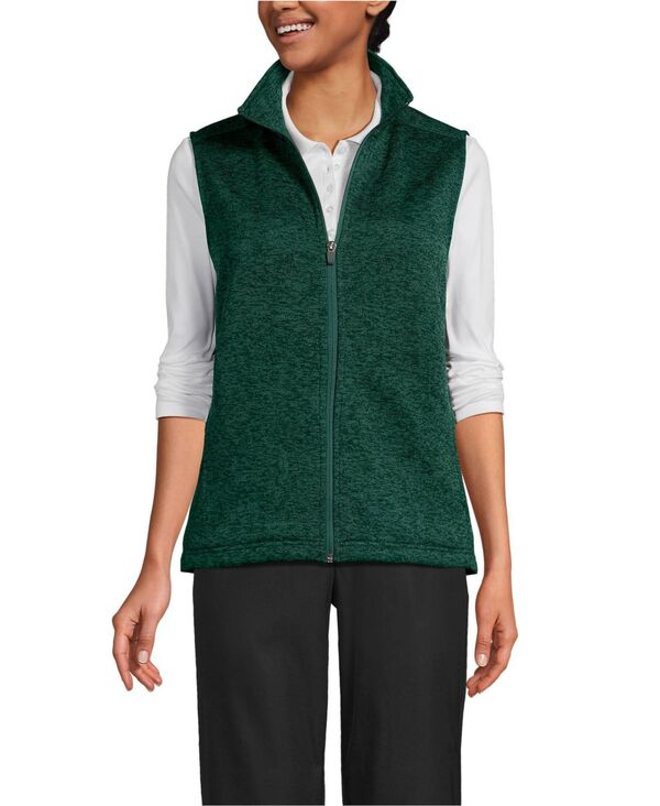ランズエンド メンズ トップス ベスト セーター フリース Lands' End Men's School Uniform Unisex Sweater Fleece Zip Front Vest Evergreen heather ヘザー