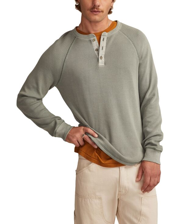 ラッキーブランド メンズ トップス シャツ Tシャツ 長袖 Lucky Brand Men's Birdseye Thermal Henley Long-Sleeve T-Shirt Gunmetal ガンメタル