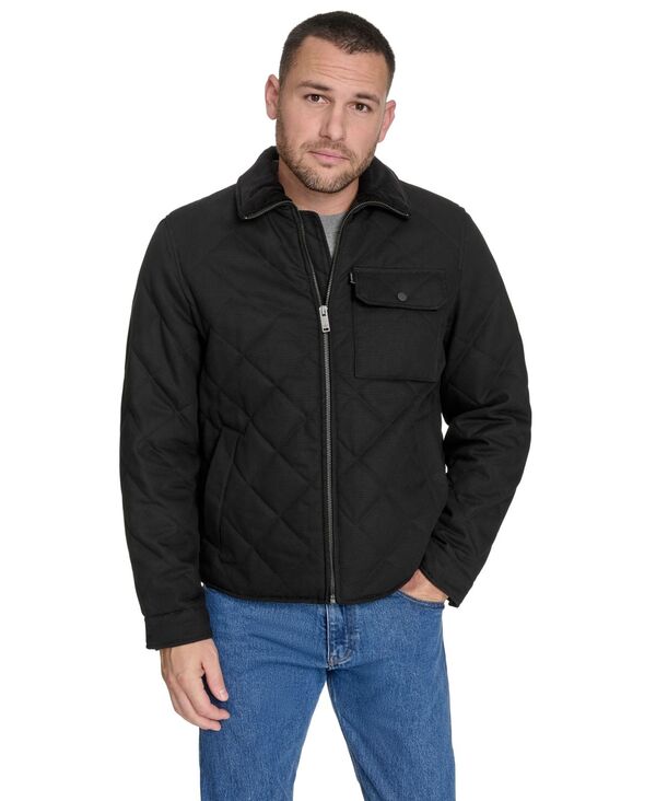 ドッカーズ メンズ アウター ジャケット・ブルゾン キルティング ジャケット Dockers Men's Diamond Quilted Jacket Black ブラック