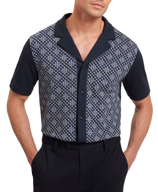 テッドベーカー メンズ トップス シャツ Ted Baker Men's Danlibe Short Sleeve Argyle Shirt Navy ネイビー