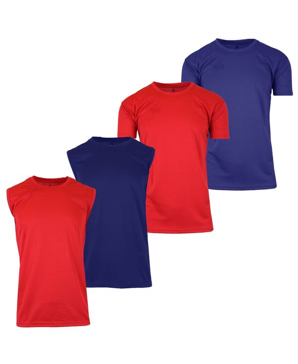 ギャラクシーバイハルビック メンズ トップス Tシャツ レギュラーフィット クルーネック シャツ Galaxy By Harvic Men's 4-Pack Crewneck Regular Fit T-Shirt Navy/Red ネイビー
