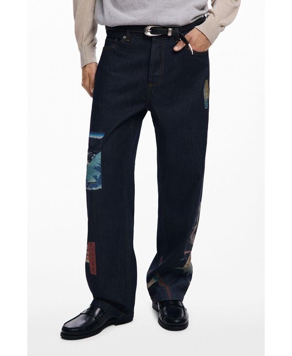 デジグアル メンズ ボトムス デニムパンツ プリント ジーンズ Desigual Men's Oriental printed jeans Blue ブルー