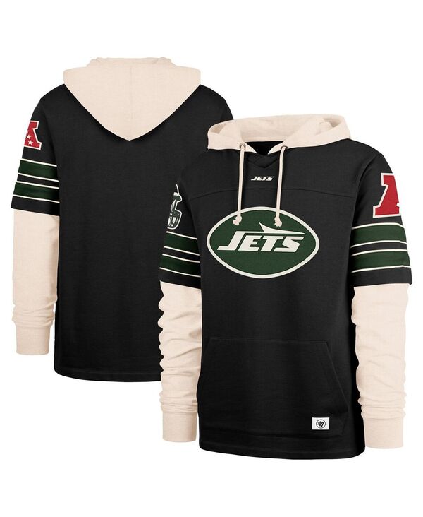 47 ブランド メンズ アウター パーカー・スウェット パーカー '47 Brand Men's Black New York Jets Split Zone Cornerback Duo Hoodie Black ブラック|ReVida 店