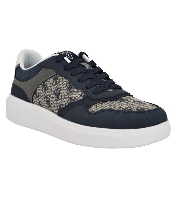 ゲス メンズ シューズ スニーカー レース GUESS Men's Carmino Lifted Lace Up Fashion Sneakers Dark blue logo multi ブルー