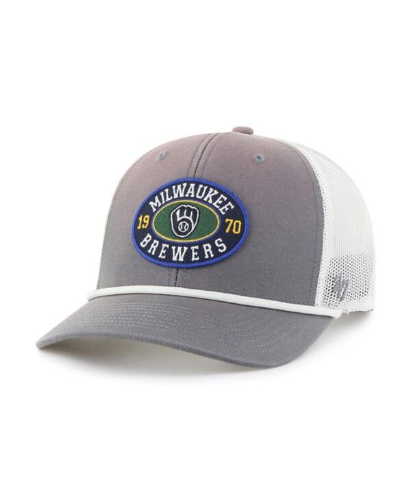 47 ブランド メンズ アクセサリー 帽子 '47 Brand Men's Gray/White Milwaukee Brewers Tide Sweep Rope Trucker Adjustable Hat Gray White ホワイト
