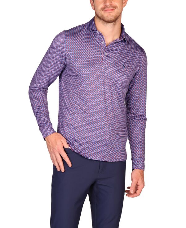 テーラーバード メンズ トップス ポロシャツ トール Tailorbyrd men's Big & Tall Footballs Long Sleeve Performance Polo Burgundy バーガンディ