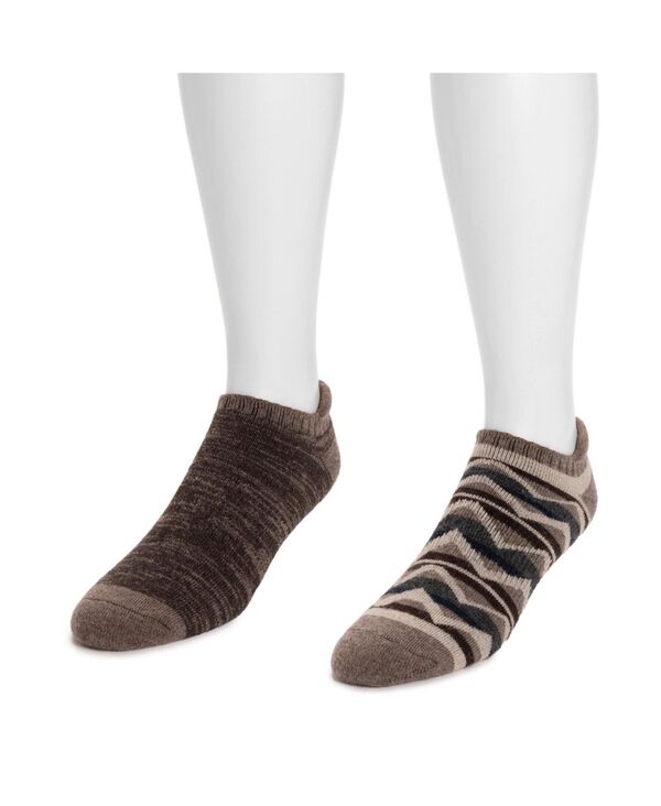 ムクルクス メンズ アンダーウェア 靴下 ウール MUK LUKS Men's No Show Wool Socks (2 Pair Ecru/chocolate エクリュ