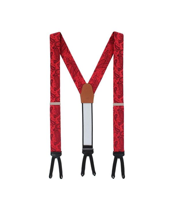 トラファルガー メンズ アクセサリー ベルト シルク TRAFALGAR Men's Banbury Tone on Tone Paisley Silk Formal Suspenders Red レッド｜ReVida 店