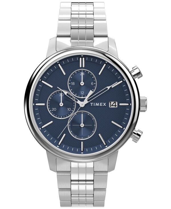 タイメックス メンズ アクセサリー 腕時計 Tシャツ Timex Men's Analog Silver-Tone Stainless Steel Watch 45mm Silver Tone シルバー