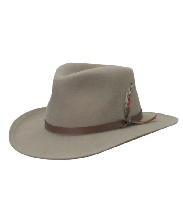 スカラ メンズ アクセサリー 帽子 Scala Men's Crushable Felt Outback Hat Putty|ReVida 店