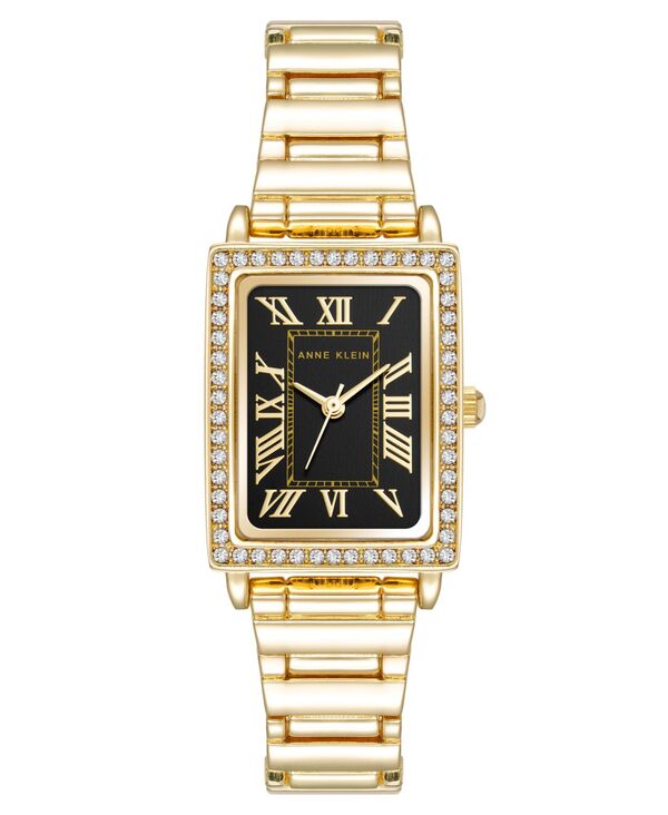 アンクライン レディース アクセサリー 腕時計 Anne Klein Women Quartz Rectangular Black and Gold-Tone Metal Alloy Watch 21mm Black Gold-tone ブラック