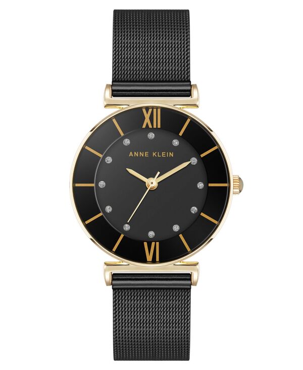 アンクライン レディース アクセサリー 腕時計 メッシュ Tシャツ Anne Klein Women's Quartz Black Stainless Steel Mesh Watch 32mm Black Gold ブラック