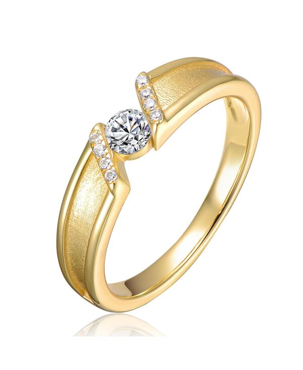 ジュネヴィヴェ レディース アクセサリー リング Genevive Sterling Silver 14K Gold Plated Clear Cubic Zirconia Band Ring Gold ゴールド