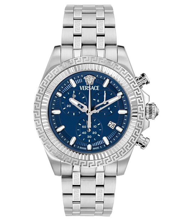 ヴェルサーチ メンズ アクセサリー 腕時計 Tシャツ Versace Men's Swiss Chronograph Fornax Stainless Steel Bracelet Watch 43mm Stainless Steel