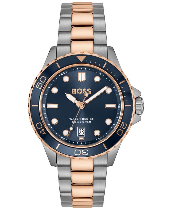 ヒューゴボス メンズ アクセサリー 腕時計 Tシャツ Hugo Boss Men's Troper Sport Quartz Basic Calendar Two Tone Stainless Steel Watch 42mm Two-tone