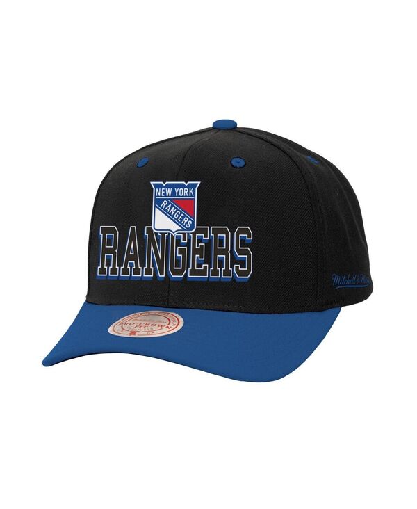 ミッチェル&ネス メンズ アクセサリー 帽子 Mitchell & Ness Men's Black/Blue New York Rangers Backside Script 2-Tone Pro Crown Adjustable Hat Black Blue ブラック｜ReVida 店