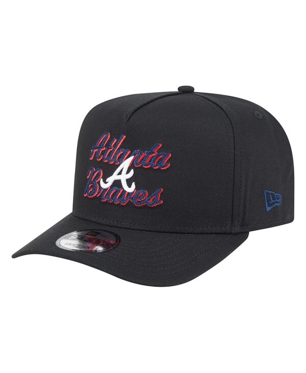ニューエラ メンズ アクセサリー 帽子 New Era Men's Black Atlanta Braves Chainstitch 9FIFTY A-Frame Snapback Hat Black ブラック
