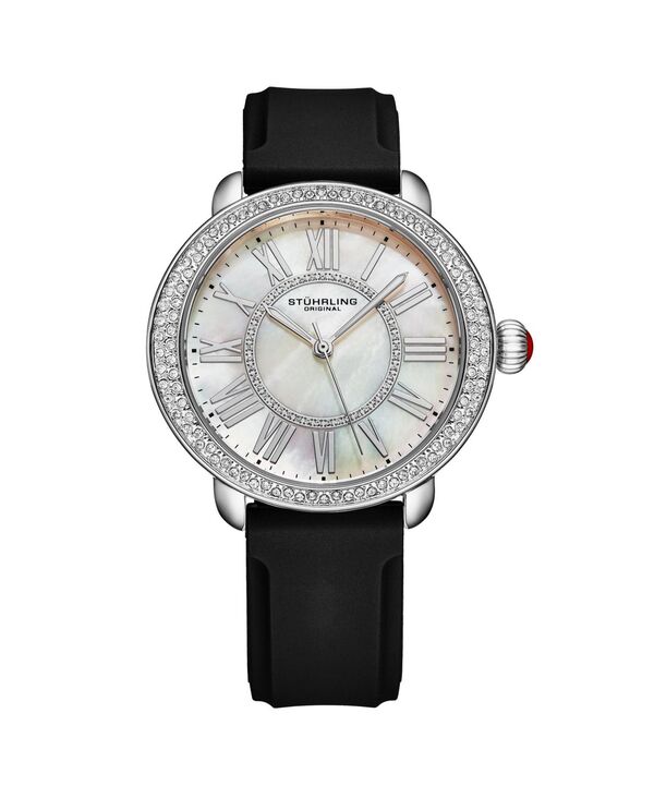 ストゥーリング レディース アクセサリー 腕時計 サテン レザー Stuhrling Elegant Women s 40mm Dress Watch Model 4068 Black Satin Leather Band Crystal Accents No Color ブラック|ReVida 店