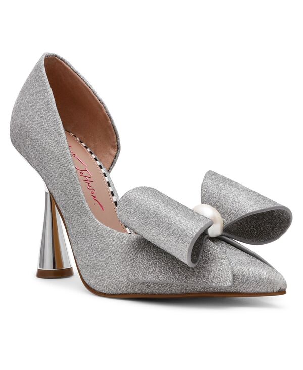 ベッツィジョンソン レディース シューズ パンプス Betsey Johnson Women\u0027s Kyliee Embellished Bow Pumps Silver Sparkle しろがね色