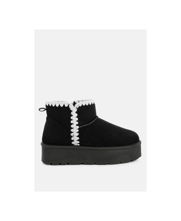 ロンドンラグ レディース シューズ ブーツ・レインブーツ London Rag Rochas Scalloped Detail Snow Boots Women Black 黒いこと