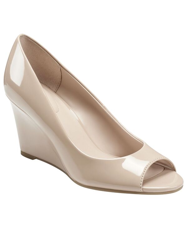 バンドリーノ レディース シューズ パンプス Bandolino Women's Tufflove Peep Toe Wedge Pumps Light Natural Patent