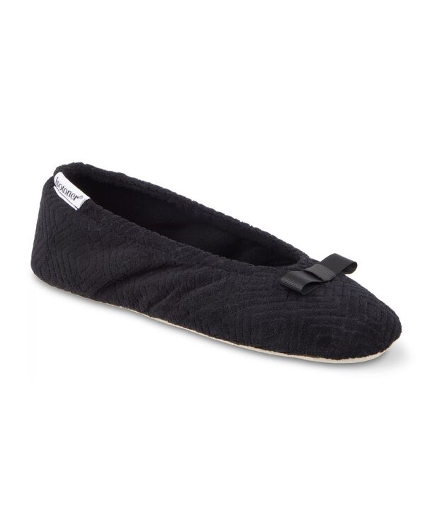 アイソトナー レディース シューズ サンダル パイル Isotoner Signature Women\u0027s Gemma Microterry Ballerina Slippers Black 黒いこと サンダル-コンフォートサンダル
