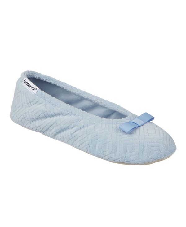 アイソトナー レディース シューズ サンダル パイル Isotoner Signature Women's Gemma Microterry Ballerina Slippers Blue Fog ブルー|ReVida 店
