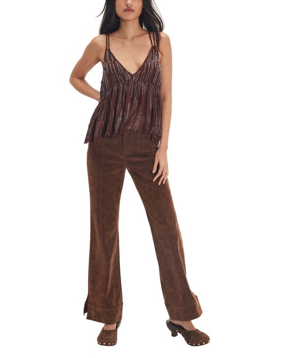フリーピープル レディース ボトムス カジュアルパンツ パンツ Free People Women's Glow Up Wide-Leg Pull-On Pants Shaved Chocolate チョコレート