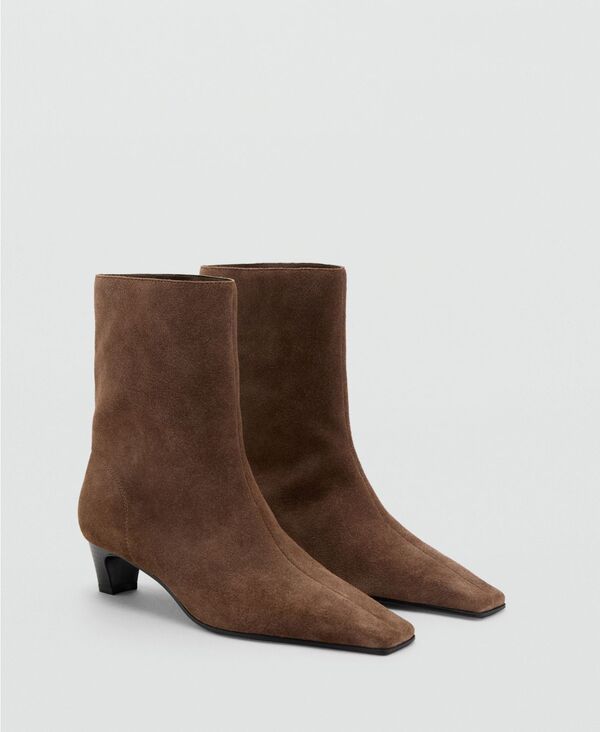マンゴ レディース シューズ ブーツ・レインブーツ スエード アンクル ブーツ レザー MANGO Women's Suede Leather Ankle Boots Light Pastel Brown ブラウン｜ReVida 店