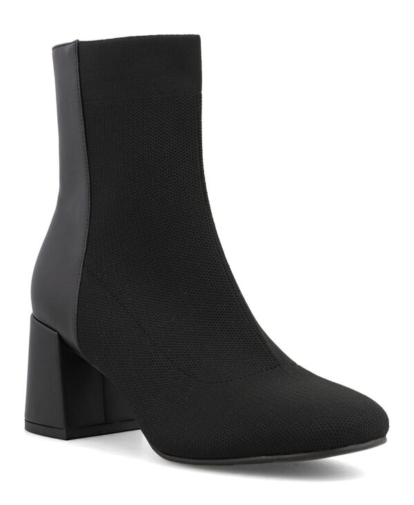 ミア レディース シューズ ブーツ・レインブーツ コントラスト ブーツ ヒール MIA Women's Bronwen Chic Contrast Block Heel Dress Booties Black ブラック｜ReVida 店