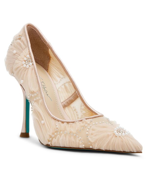 ベッツィジョンソン レディース シューズ パンプス チュール 御花柄 御花 Betsey Johnson Women\u0027s Roxie Tulle Floral Applique Pumps Nude