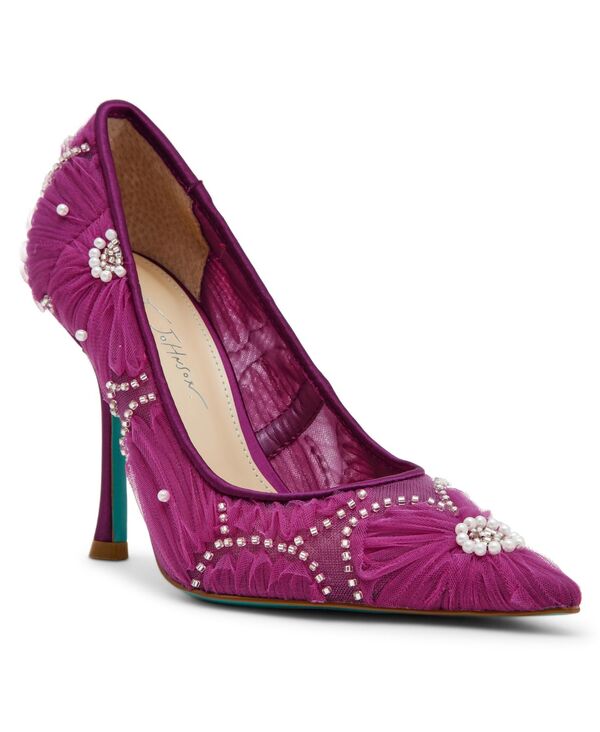 ベッツィジョンソン レディース シューズ パンプス チュール 御花柄 御花 Betsey Johnson Women\u0027s Roxie Tulle Floral Applique Pumps Oxblood オックスブラッド
