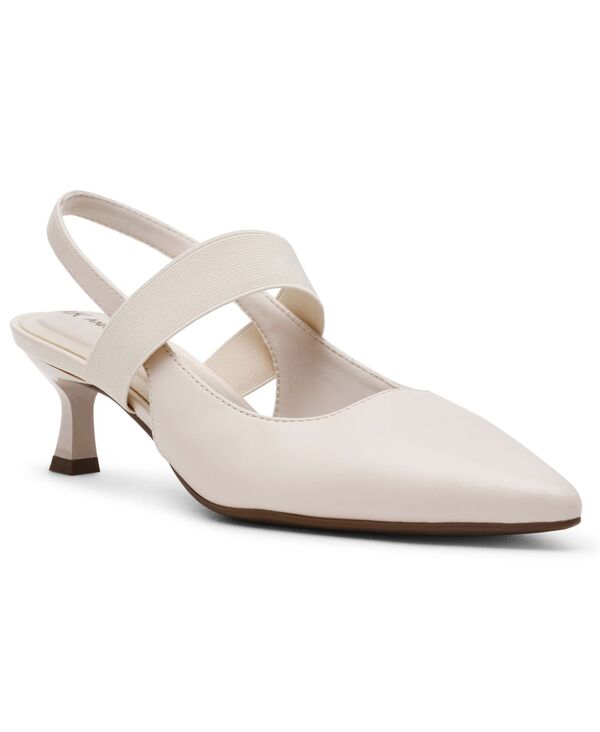 アンクライン レディース シューズ パンプス ヒール Anne Klein Women's Issia Kitten Heel Slingback Pumps Bone