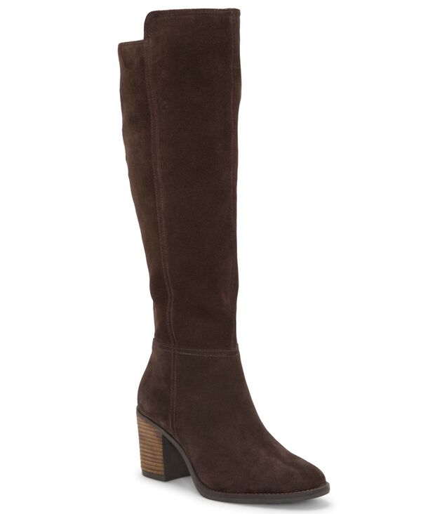 ラッキーブランド レディース シューズ ブーツ・レインブーツ ヒール Lucky Brand Women\'s Bonnay Knee-High Block-Heel Boots Regular Wide & Extra-Wide Calf Chocolate Bliss Oiled Suede チョコレート