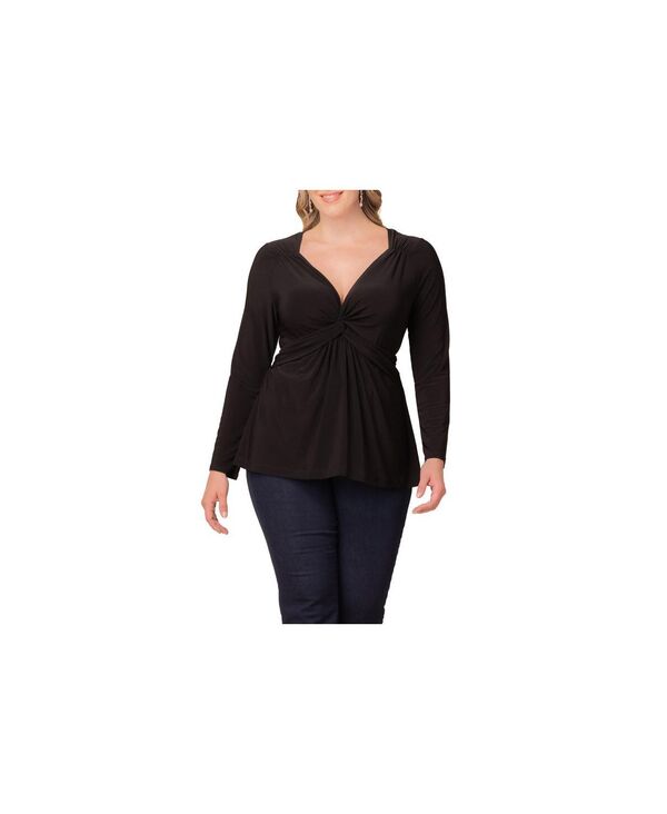 キヨナ レディース トップス シャツ プラスサイズ Kiyonna Women's Plus Size Abigail Long Sleeve Twist Top Black noir ブラック 17,610円