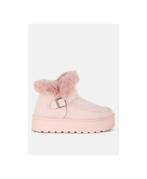 ロンドンラグ レディース シューズ ブーツ・レインブーツ London Rag Linka Pin Buckle Detail Snow Boots Women Pink ピンク
