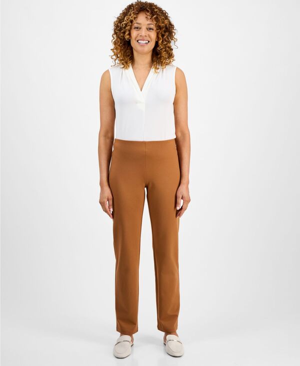 ジェイエムコレクション レディース ボトムス カジュアルパンツ パンツ アンクル ニット JM Collection Women's Ponte-Knit Pull-On Ankle Pants Burnt Amber アンバー