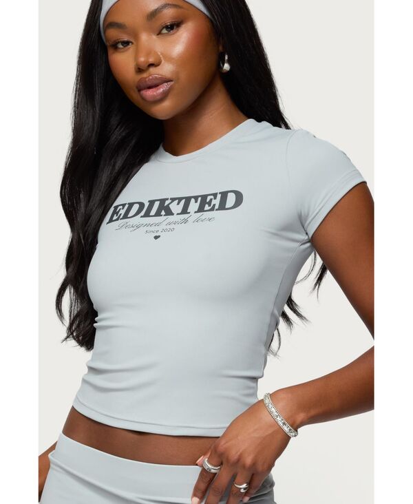 アディクテッド レディース トップス シャツ Edikted Women's With Love T Shirt Gray グレー｜ReVida 店