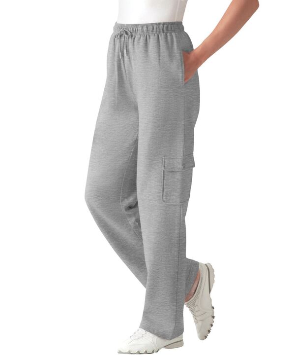 ウーマン ウィズイン レディース ボトムス カジュアルパンツ パンツ スウェットパンツ フリース Woman Within Women's Within Better-Fleece Pull-On Cargo Sweatpants Classic medium heather grey グレー｜ReVida 店