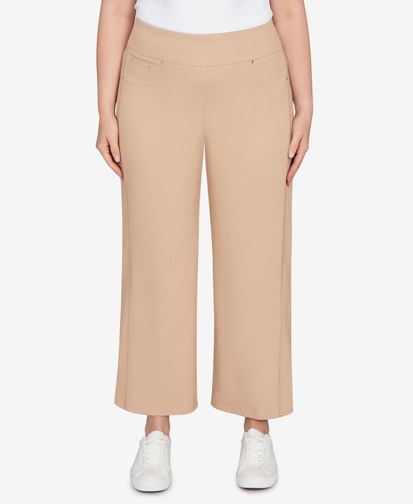 ルビーアールディー レディース ボトムス カジュアルパンツ プラスサイズ パンツ 刺繍 Ruby Rd. Plus Size Embroidered Stretch Pull On Pants Biscotti