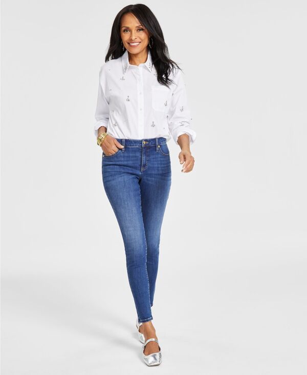 アイ.エヌ.シー インターナショナル コンセプト レディース ボトムス デニムパンツ ジーンズ I.N.C. International Concepts Women's Mid Rise Skinny Jeans 0P-28W MEDIUM INDIGO インディゴ