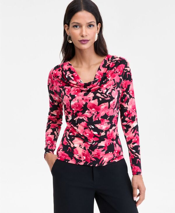 アイ.エヌ.シー インターナショナル コンセプト レディース トップス シャツ 長袖 I.N.C. International Concepts Women's Cowl-Neck Long-Sleeve Top Painted Pink ピンク