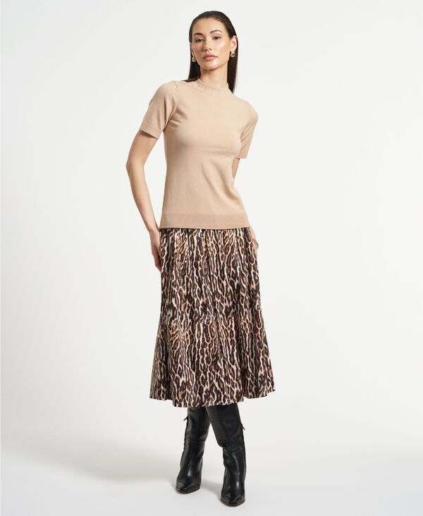イザックミズラヒ レディース アウター ニット・セーター モックネック セーター Isaac Mizrahi Women's Mock Neck Short Sleeve Sweater Camel キャメル|ReVida 店