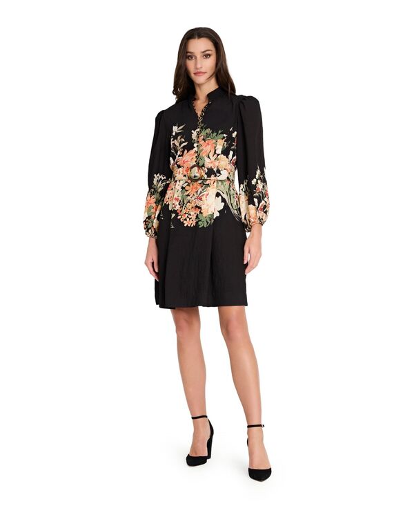 タハリエーエスエル レディース トップス ワンピース プチ プリント Tahari ASL Petite Printed Long Sleeve Dress Black Multi ブラック