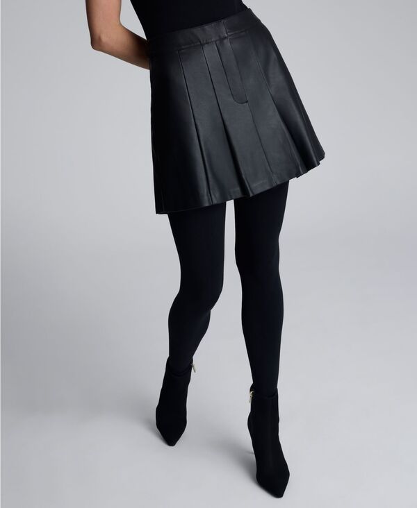 ケネスコール レディース ボトムス スカート プリーツ ミニ レザー フェイクレザー Kenneth Cole Women ’ s Faux Leather Pleated Mini Skirt Black ブラック
