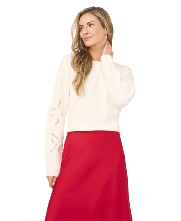 セセ レディース アウター ニット・セーター レース CeCe Women's Lace Bow Long Sleeves Sweater Buttercream